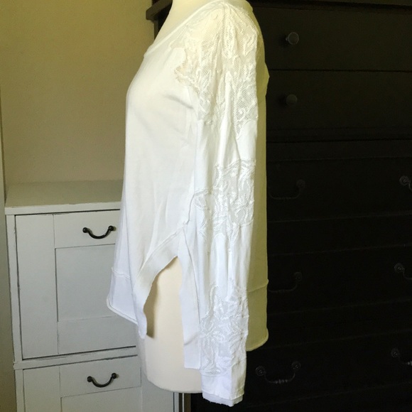 Free People Lace Sleeve Sweatshirt XS - Picture 4 of 8